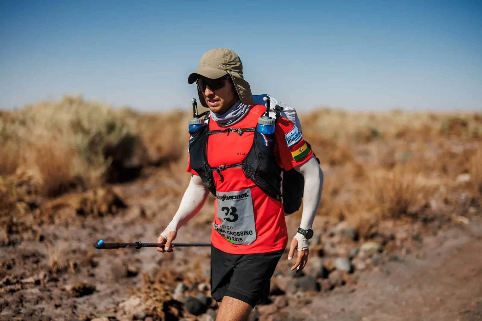 Jorge Da Silva in full race kit during the Atacama Crossing